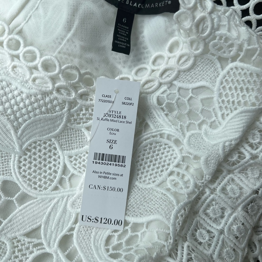 White House Black market Ruffle & Lace Sleeveless Top 6 - Picture 6 of 11